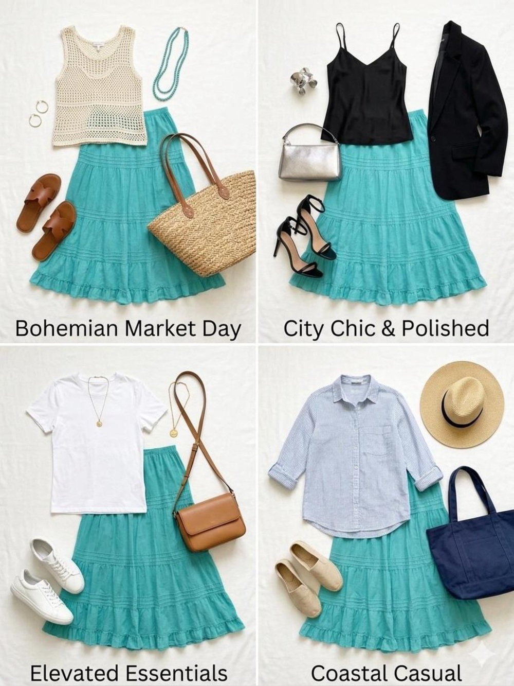 Tantrums Turquoise Tiered Maxi Skirt